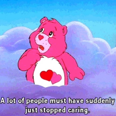 Sad Pink Care Bear Wonders When People Stopped Caring