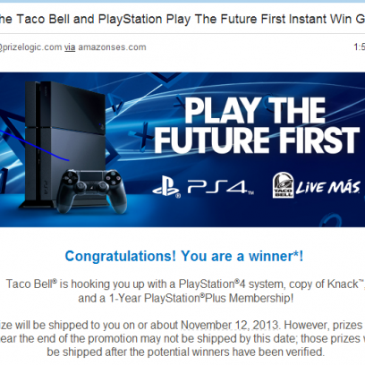 Fake Playstation 4 Email Prize Winner Going Around